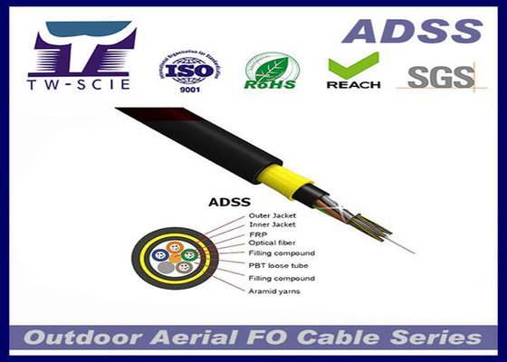 سترة مزدوجة متعددة النواة G657A2 ADSS كابل الألياف البصرية ذو الأنبوب الفضفاض مع أداء ممتاز في AT
