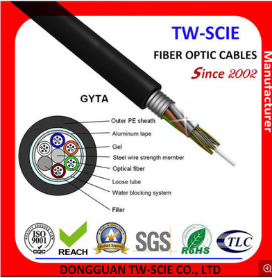 1-144 Core GYTA G652D كابل الألياف البصرية المحمي ذو الأنبوب الفضفاض الذي تقطعت به السبل لفترة أطول