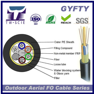 كابل الألياف البصرية المدرع ذو الخيوط الزجاجية 2-144 ، كابل شبكة الألياف البصرية GYFTY-FS