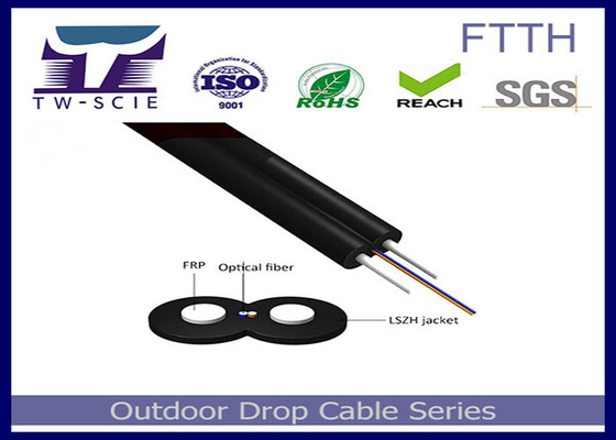 LSZH غمد كابل الألياف البصرية الداخلي Kevlar Yarn Material Strength Member-FTTH Cable