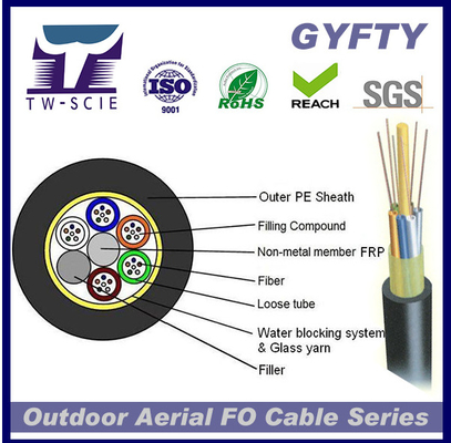 GYFTY 24cores FRP فضفاض الأنبوب الخارجي الشريط غير المدرعة كابل شبكة الألياف البصرية