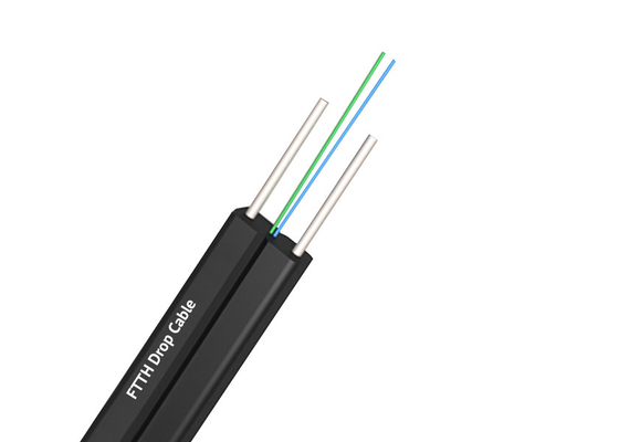 كابل قطرة FTTH مع شكل مخصص PE PVC LSZH HDPE Jacket 0.45mm Steel