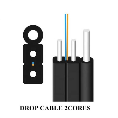 كابل قطرة FTTH مع شكل مخصص PE PVC LSZH HDPE Jacket 0.45mm Steel