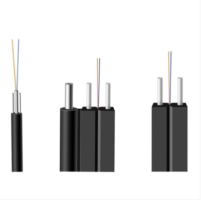 كابل قطرة FTTH مع شكل مخصص PE PVC LSZH HDPE Jacket 0.45mm Steel