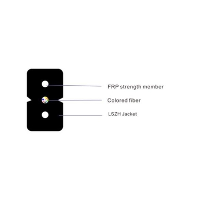 كابل FTTH داخلي ، FRP قوة Memeber ، 1-12F ، اختيار OS2 / OM2 / OM3 / OM4 ، LSZH