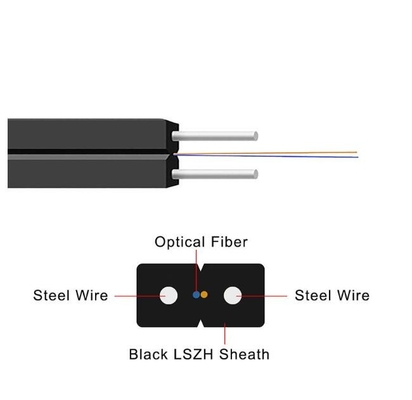 أسلاك كابل FTTH للأسلاك 1 Core 2 Core Steel LSZH كابلات الألياف الضوئية للداخل والخارج