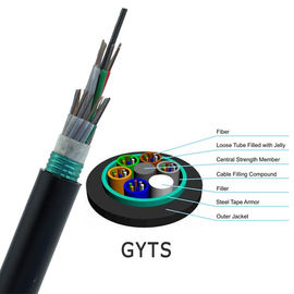GYTS في الهواء الطلق كابل الألياف البصرية للاتصالات السلكية واللاسلكية الشريط الصلب المدرعة تقطعت بهم السبل فضفاض أنبوب