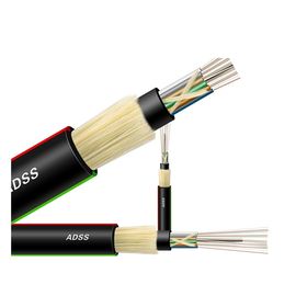 144 Core ADSS كل الدعم الذاتي العازل للكهرباء في الهواء الطلق بطول 150 متر كابل الألياف البصرية الجوي