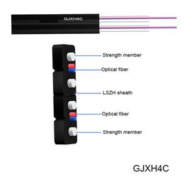 كابل إسقاط GJXH4C كابل إسقاط FTTH داخلي ثنائي النواة أحادي الوضع كابل الألياف البصرية