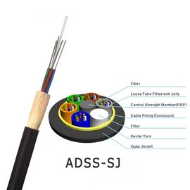 كابل ألياف ضوئية هوائي هوائي غير معدني يدعم 72 Core خارجي ADSS