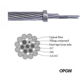 24 الأساسية OPGW الأسلاك العلوية الأرضية ACS OPGW نوعية جيدة الفولاذ المقاوم للصدأ كابل الألياف البصرية