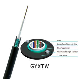 GYXTW 6 Core وضع أحادي الأنبوب المركزي الفضفاض وكابل الألياف البصرية الخارجي