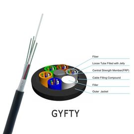 جميع أنابيب الكهربائية المتحركة المفتوحة FRP 12 Core كابل الألياف الضوئية HYFTY مع الخيط الأراميد PE / LSZH الغلاف الخارجي