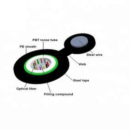GYXTC8S HDPE أسود خارجي غمد كابل الألياف البصرية الخارجي أحادي الأنبوب الشكل 8 شكل واحد سلك رسول
