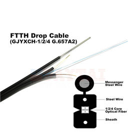 GJYXCH / GJYXFCH خارجي ذاتي الدعم FTTH كابل إسقاط 1/2/4 كور وضع واحد الشكل 8 كابل الألياف البصرية