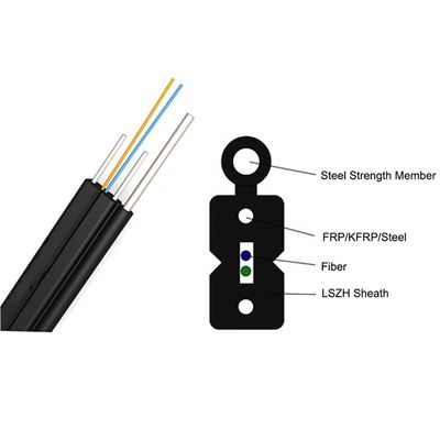FTTH Drop Cable 1 2 4 Core LSZH غمد القوس نوع الألياف البصرية في شبكات الكمبيوتر