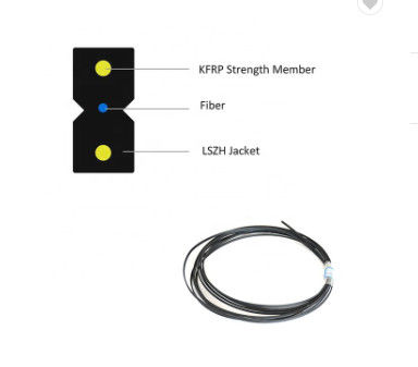 كابل الألياف البصرية الداخلي 1 كور G657A1 الألياف FRP LSZH كابل إسقاط غمد FTTH