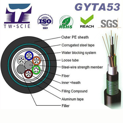 كابل الألياف البصرية الخارجي ذو 24 نواة GYTA53
