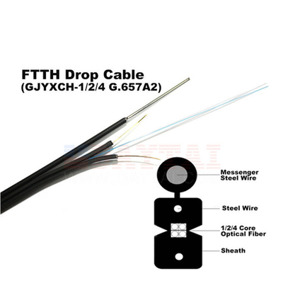 Ebocom سلك الفولاذ FTTH قطرة كابل غزل الساخن الغطس لنقل البيانات قوية