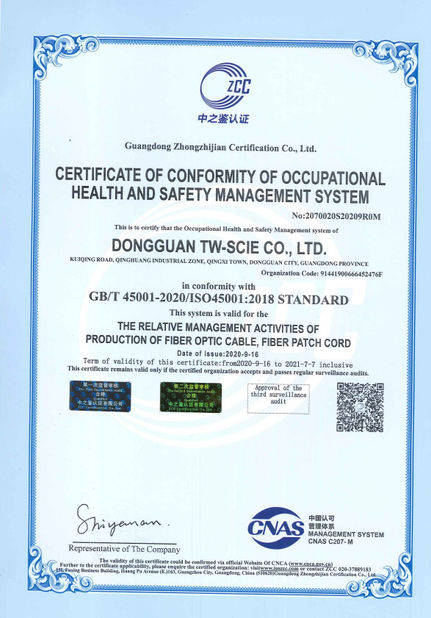 الصين DONGGUAN TW-SCIE CO., LTD. الشهادات